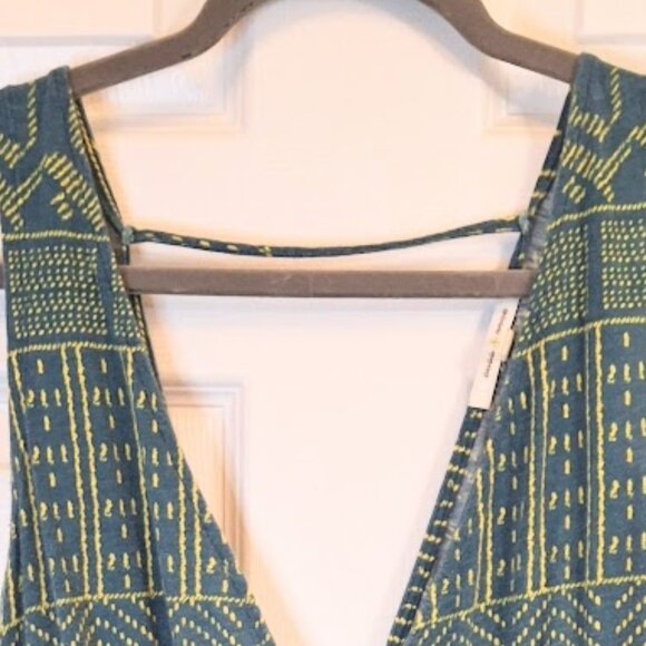 ANTHROPOLOGIE PURE + GOOD Cotton Sleeveless Green and Yellow Boho Top in XS - Picture 6 of 6